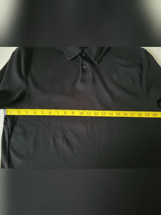 ZARA black jersey knit polo golf shirt with short sleeves - Picture 8 of 10